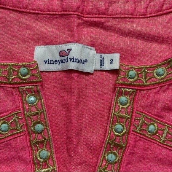 Vineyard Vines Shimmer Linen Sleeveles Tunic Dress Sz 2 - Picture 9 of 10